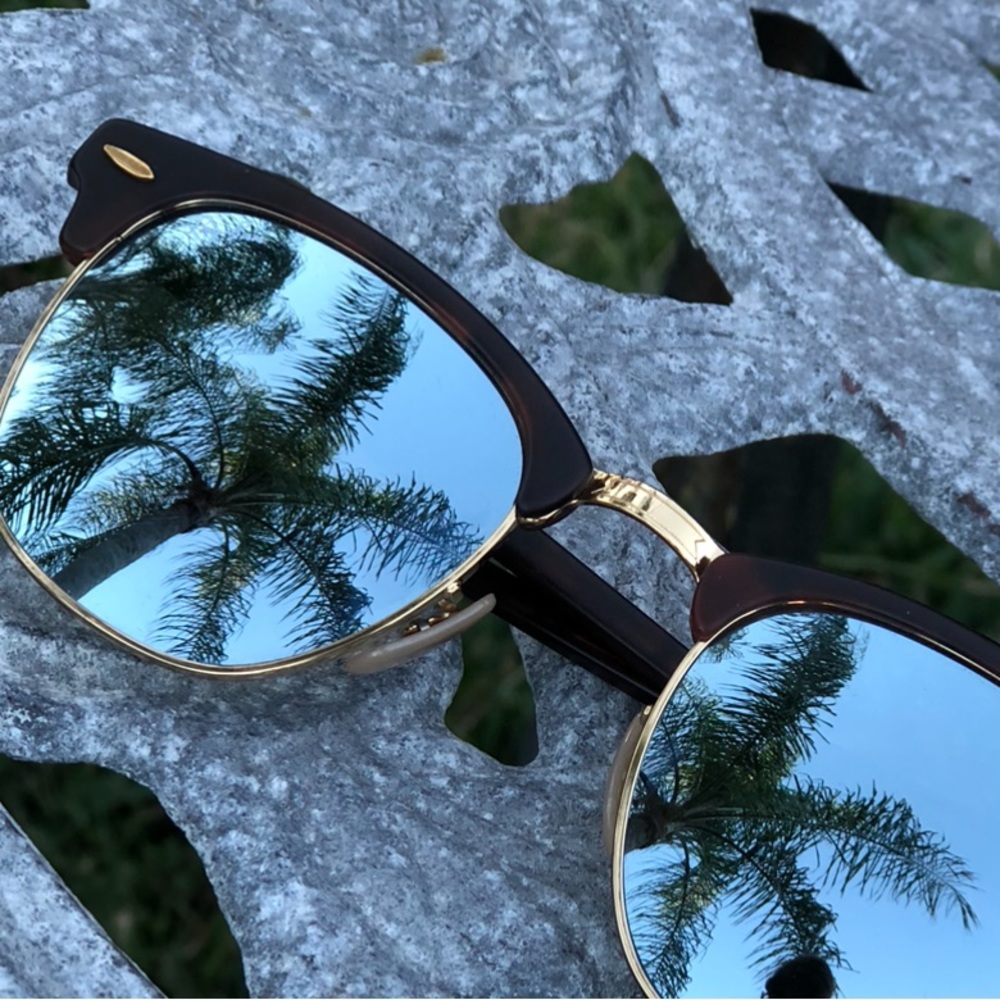 LIKE NEW TORIOSEHELL CLASSIC RAYBAN CLUBMASTER SUNGLASSES - Picture 3 of 4